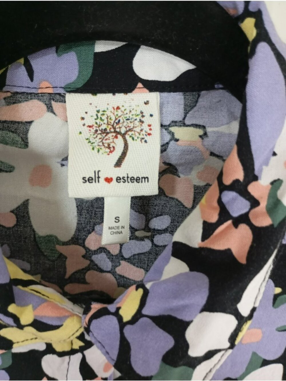 Self Esteem Colorful Checkered Short Sleeve Button Up Top-Size Small Womens - Picture 2 of 7